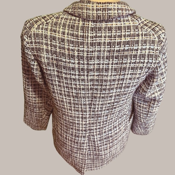 Adam Lippes Collection Navy Blue Tailored Classic Tweed Textured Blazer Size 2 - Picture 10 of 16